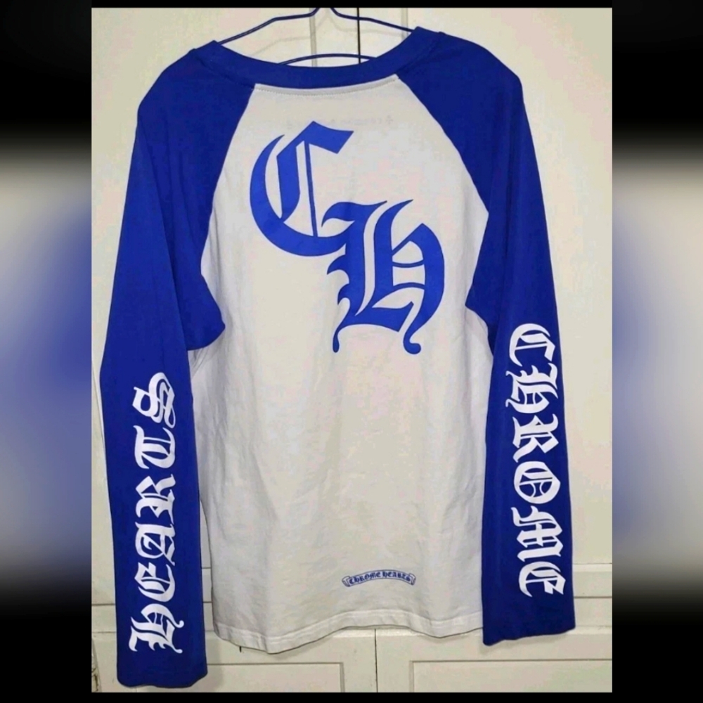 Chrome Hearts 💙  Royal Blue Raglan Sleeve, Front & Back Hits, Sz Med, Polished